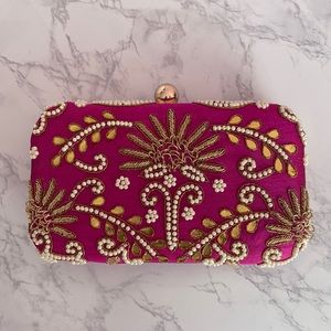 Pink patterned purse/clutch